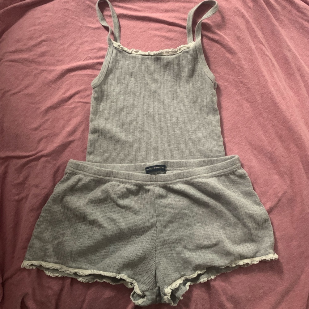 Brandy Melville grey lace pj set